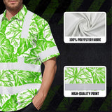 Hi Vis Hawaiian Shirt Reflective Tapes Green Neon White Flowers Custom Name Safety Workwear For Workers, Truckers, Operators
