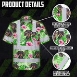 Hi Vis Hawaiian Shirt Reflective Tapes Green Pink Flowers 2 Custom Name And Image Safety Workwear For Workers, Truckers, Operators, Company, Pet Lovers