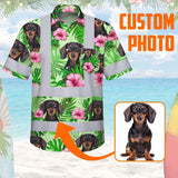 Hi Vis Hawaiian Shirt Reflective Tapes Green Pink Flowers 2 Custom Name And Image Safety Workwear For Workers, Truckers, Operators, Company, Pet Lovers