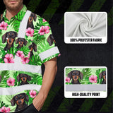 Hi Vis Hawaiian Shirt Reflective Tapes Green Pink Flowers 2 Custom Name And Image Safety Workwear For Workers, Truckers, Operators, Company, Pet Lovers