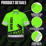 Hi Vis Hawaiian Shirt Reflective Tapes Green Roofer Custom Name Safety Workwear