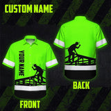 Hi Vis Hawaiian Shirt Reflective Tapes Green Roofer Custom Name Safety Workwear
