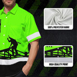 Hi Vis Hawaiian Shirt Reflective Tapes Green Roofer Custom Name Safety Workwear