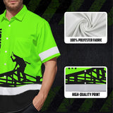 Hi Vis Hawaiian Shirt Reflective Tapes Green Roofer Custom Name Safety Workwear