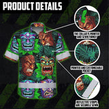 Hi Vis Hawaiian Shirt Reflective Tapes Green Tiki Custom Name Safety Workwear For Workers, Truckers, Operators