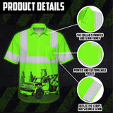 Hi Vis Hawaiian Shirt Reflective Tapes Green Tow Truck Driver Custom Name Safety