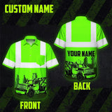 Hi Vis Hawaiian Shirt Reflective Tapes Green Tow Truck Driver Custom Name Safety