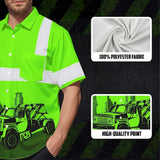 Hi Vis Hawaiian Shirt Reflective Tapes Green Tow Truck Driver Custom Name Safety