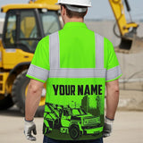 Hi Vis Hawaiian Shirt Reflective Tapes Green Tow Truck Driver Custom Name Safety