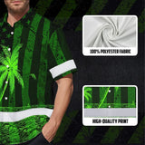 Hi Vis Hawaiian Shirt Reflective Tapes Green US Flag Coconut Custom Name Safety Workwear For Workers, Truckers, Operators