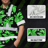 Hi Vis Hawaiian Shirt Reflective Tapes Green White Bird of Paradise Custom Name Safety Workwear For Workers, Truckers, Operators