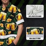 Hi Vis Hawaiian Shirt Reflective Tapes Green Yellow Drink Tropical Cocktail Beer Print Custom Name Safety Workwear For Workers, Truckers, Operators
