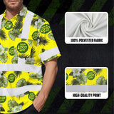 Hi Vis Hawaiian Shirt Reflective Tapes Green Yellow Flowers Custom Name And Logo Safety Workwear For Workers, Truckers, Operators, Company