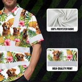 Hi Vis Hawaiian Shirt Reflective Tapes Green Yellow Flowers Custom Name And Image Safety Workwear For Workers, Truckers, Operators, Company, Pet Lovers