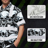 Hi Vis Hawaiian Shirt Reflective Tapes Grey Black Skull Custom Name Safety Workwear For Workers, Truckers, Operators