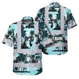 Hi Vis Hawaiian Shirt Reflective Tapes Grey Excavator Custom Name Safety Workwear For Workers, Truckers, Operators