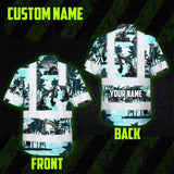 Hi Vis Hawaiian Shirt Reflective Tapes Grey Excavator Custom Name Safety Workwear For Workers, Truckers, Operators
