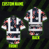 Hi Vis Hawaiian Shirt Reflective Tapes Hawaii Flamingo 2 Custom Name Safety Workwear For Workers, Truckers, Operators