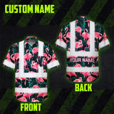 Hi Vis Hawaiian Shirt Reflective Tapes Hawaii Flamingo Custom Name Safety Workwear For Workers, Truckers, Operators