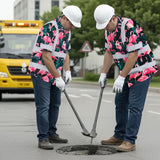Hi Vis Hawaiian Shirt Reflective Tapes Hawaii Flamingo Custom Name Safety Workwear For Workers, Truckers, Operators