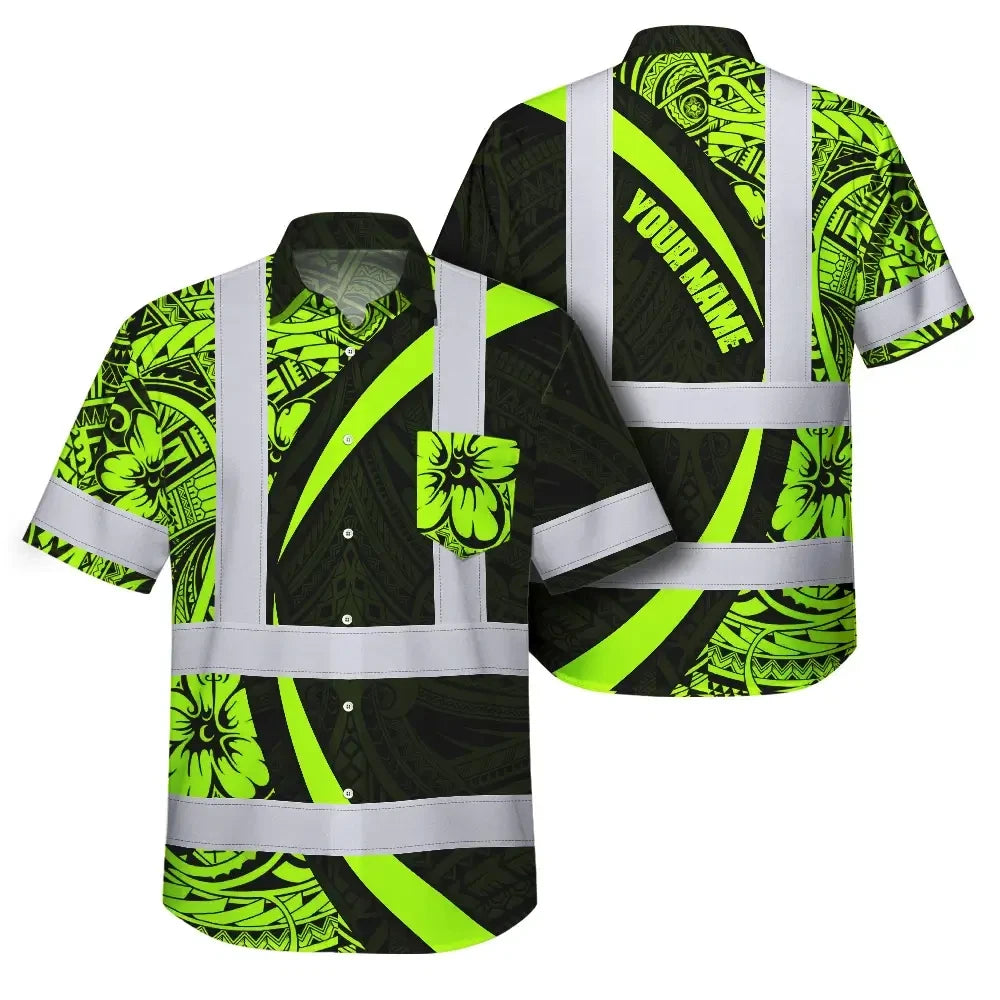 Choose Pack Hi Vis Hawaiian Shirt Reflective Tapes Hawaiian Polynesian Tribal