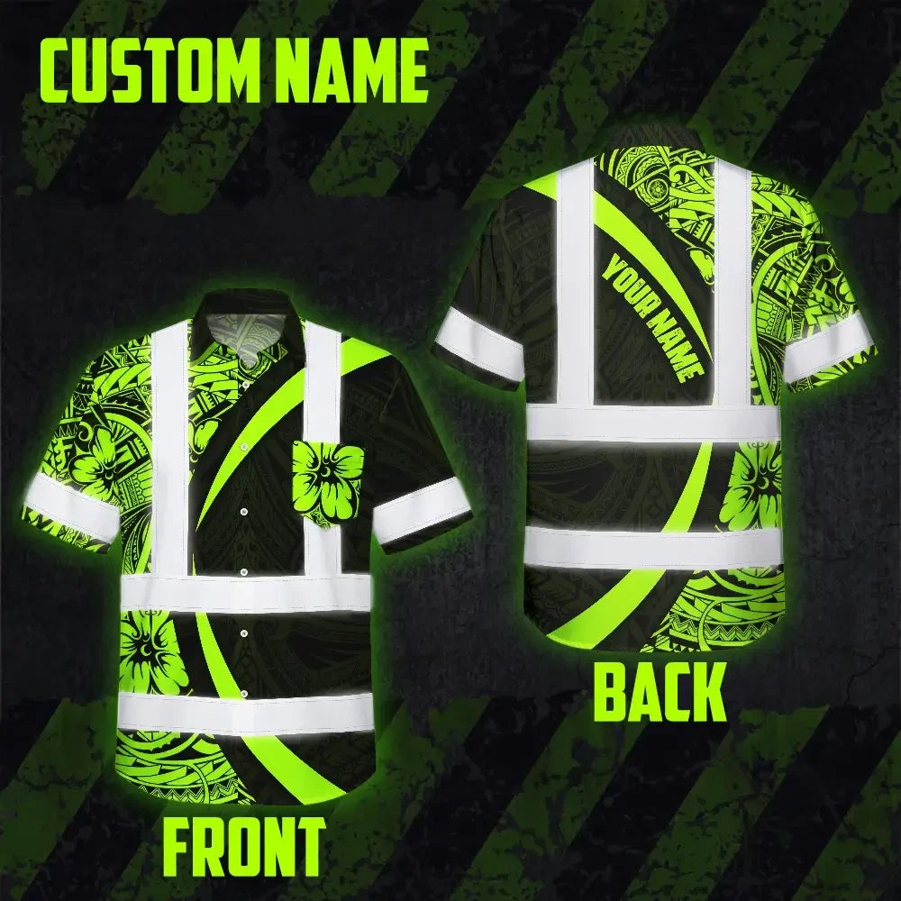 Choose Pack Hi Vis Hawaiian Shirt Reflective Tapes Hawaiian Polynesian Tribal