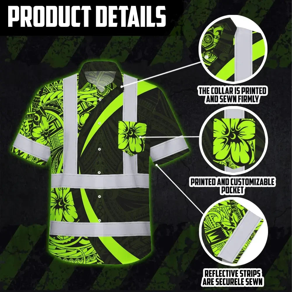 Hi Vis Hawaiian Shirt Reflective Tapes Hawaiian Polynesian Tribal