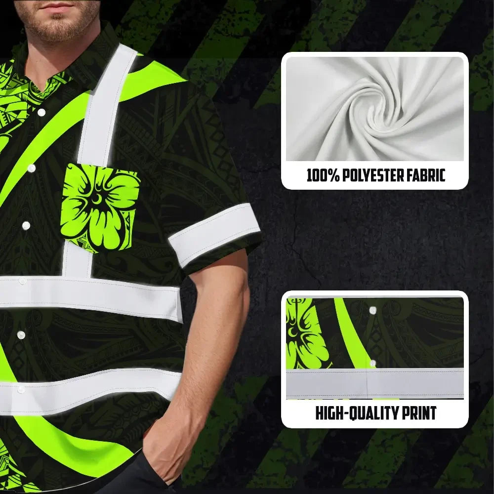 Choose Pack Hi Vis Hawaiian Shirt Reflective Tapes Hawaiian Polynesian Tribal