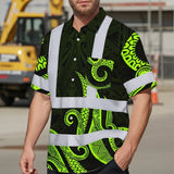 Hi Vis Hawaiian Shirt Reflective Tapes Hawaiian Polynesian Tribal Custom Name