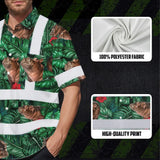 Hi Vis Hawaiian Shirt Reflective Tapes Hippo Flowers Custom Name Safety Workwear For Workers, Truckers, Operators