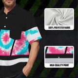 Hi Vis Hawaiian Shirt Reflective Tapes Light Blue Pink Tie Dye Custom Name Safety Workwear For Workers, Runners, Cyclists