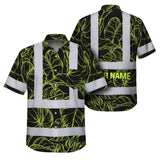 Choose Pack Hi Vis Hawaiian Shirt Reflective Tapes Lime Neon Flowers Custom Name Safety Workwear For Workers, Truckers, Operators