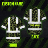 Choose Pack Hi Vis Hawaiian Shirt Reflective Tapes Lime Neon Flowers Custom Name Safety Workwear For Workers, Truckers, Operators
