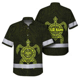 Hi Vis Hawaiian Shirt Reflective Tapes Lime Neon Hawaii Turtle Custom Name