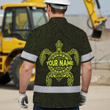 Hi Vis Hawaiian Shirt Reflective Tapes Lime Neon Hawaii Turtle Custom Name