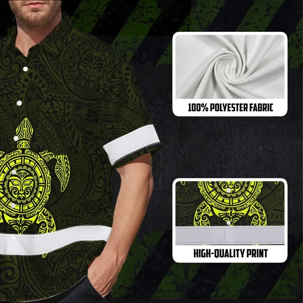 Hi Vis Hawaiian Shirt Reflective Tapes Lime Neon Hawaii Turtle Custom Name