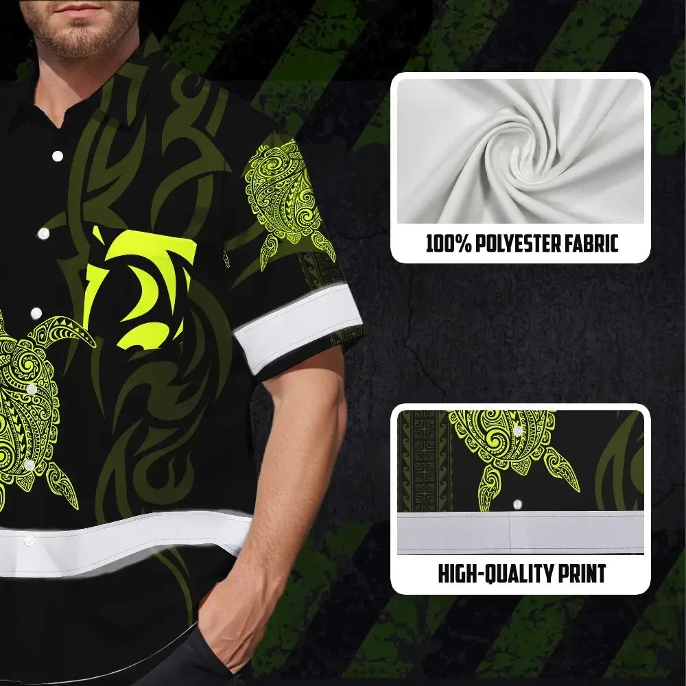 Hi Vis Hawaiian Shirt Reflective Tapes Lime Neon Hawaiian Polynesian Tribal Custom Name