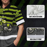 Hi Vis Hawaiian Shirt Reflective Tapes Lime Neon Motobike US Flag Custom Name Safety Workwear For Workers, Truckers, Operators