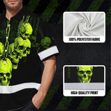 Hi Vis Hawaiian Shirt Reflective Tapes Lime Neon Skull Chain Custom Name Safety Workwear For Workers, Truckers, Operators
