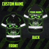 Hi Vis Hawaiian Shirt Reflective Tapes Lime Neon Skull Custom Name Safety Workwear For Workers, Truckers, Operators