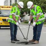 Hi Vis Hawaiian Shirt Reflective Tapes Lime Neon Tiki Custom Name Safety Workwear For Workers, Truckers, Operators