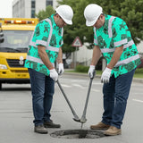 Hi Vis Hawaiian Shirt Reflective Tapes Mint Neon Tiki Custom Name Safety Workwear For Workers, Truckers, Operators