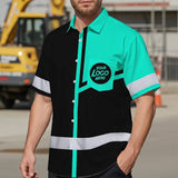 Hi Vis Hawaiian Shirt Reflective Tapes Mint Neon Uniform Custom Name And Logo
