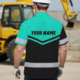 Hi Vis Hawaiian Shirt Reflective Tapes Mint Neon Uniform Custom Name And Logo