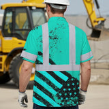 Hi Vis Hawaiian Shirt Reflective Tapes Mint Neon USA Flag Safety Workwear
