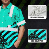 Hi Vis Hawaiian Shirt Reflective Tapes Mint Neon USA Flag Safety Workwear