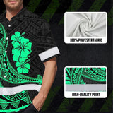 Hi Vis Hawaiian Shirt Reflective Tapes Mint Whale Polynesian Custom Name Safety Workwear For Workers, Truckers, Operators
