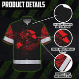 Hi Vis Hawaiian Shirt Reflective Tapes Moon Raven Viking Symbol Tattoo Custom Name Safety Workwear For Workers, Truckers, Operators