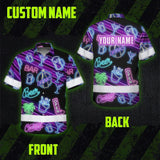 Hi Vis Hawaiian Shirt Reflective Tapes Neon Drink Tropical 2 Cocktail Beer Print Custom Name Safety Workwear For Workers, Truckers, Operators