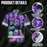 Hi Vis Hawaiian Shirt Reflective Tapes Neon Drink Tropical 2 Cocktail Beer Print Custom Name Safety Workwear For Workers, Truckers, Operators